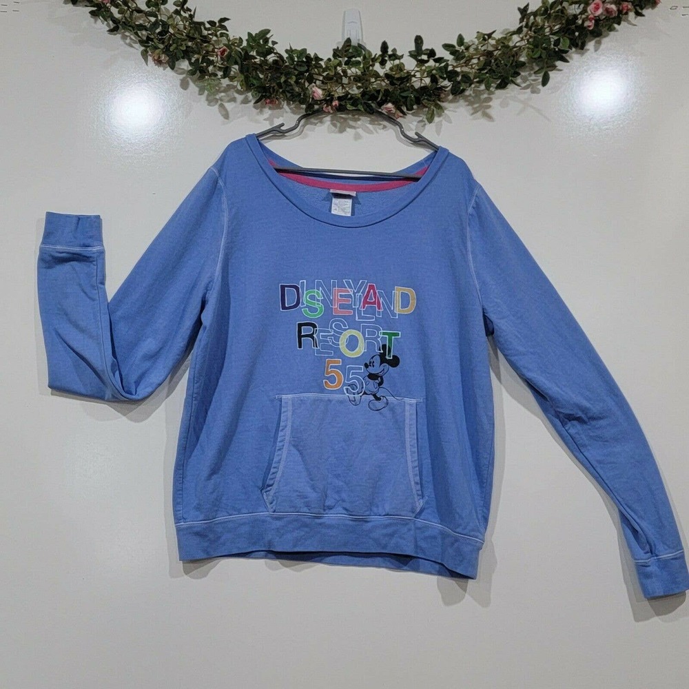 Disneyland Resort 55 Light Blue Sweatshirt With Mickey Mouse, Disney Parks